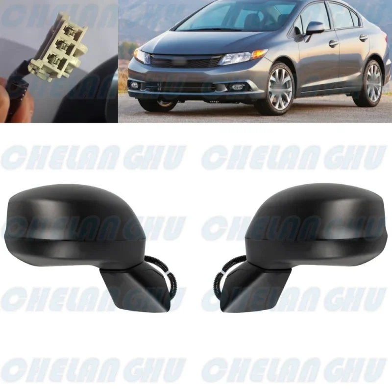 

Mirror Assembly For Honda 9th Civic FB2 FB3 FB6 2012 2013 2014 2015 US Version 1 Pair 3 Pins Satin Black With Power Adjust