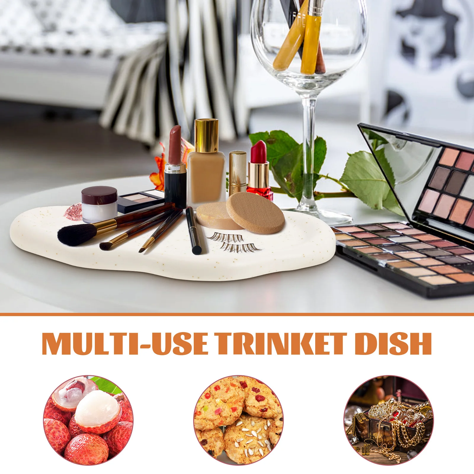 

Ceramic Tray Jewelry Dish Durable Waterproof Jewelry Storage Plate for Rings Necklaces Earrings Home Decorative