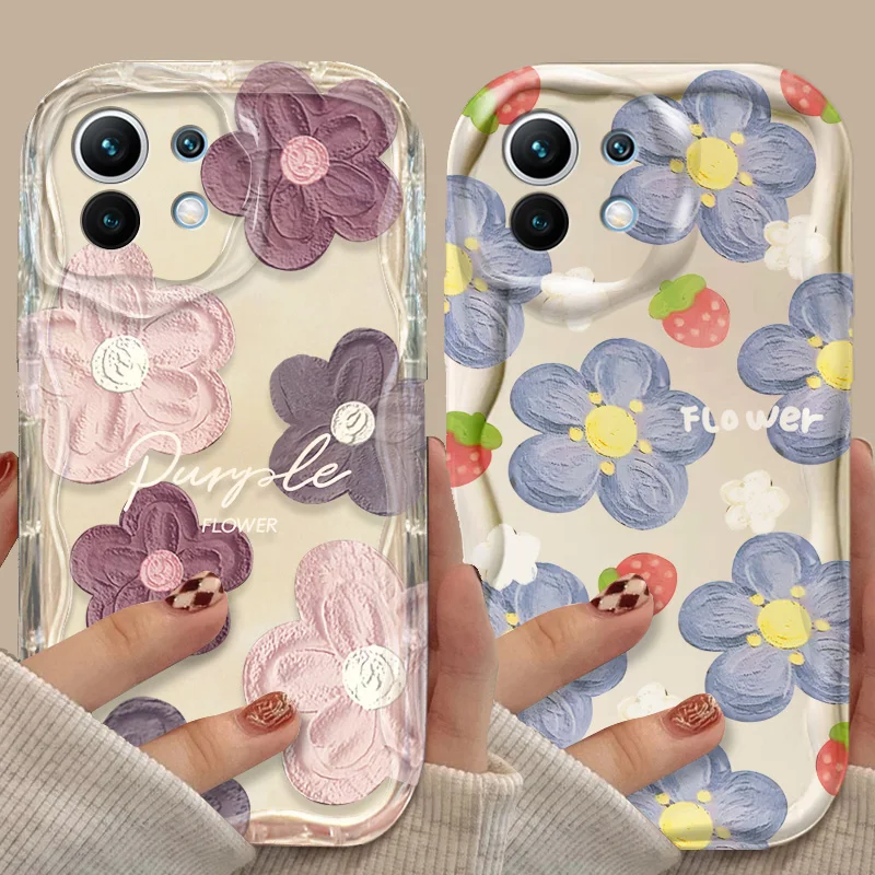 Oil Painting Flower 3D Case For Xiaomi 14T 13T 12T 13 12 11 11i Lite 5G 10T POCO X5 X6 Pro X3 NFC X4 GT F3 F4 F5 F6 M6 M5S C65