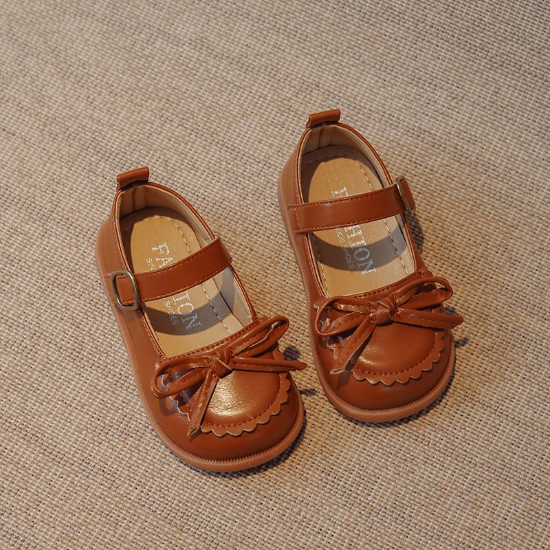 Little Girls Shoes Spring Autumn Kids Soft PU Leather Shoes for Girl School Mary Jane Cute Sweet Flats Shoes Brown, Beige, Black image 4