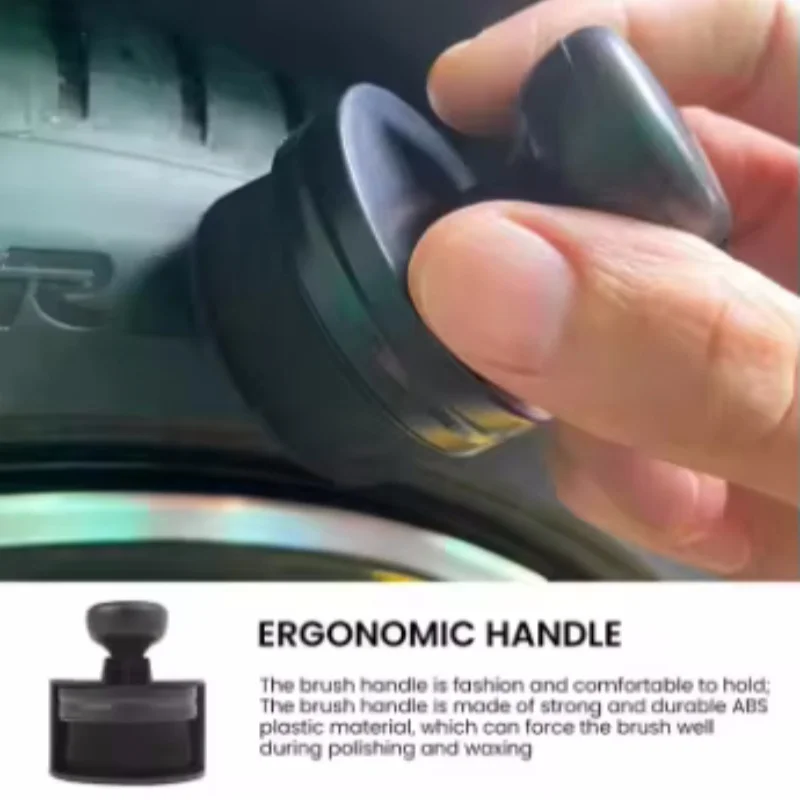 1PC Handheld Portable Tire Shine Applicator Brush with High Density for Car Use Includes Convenient Holder