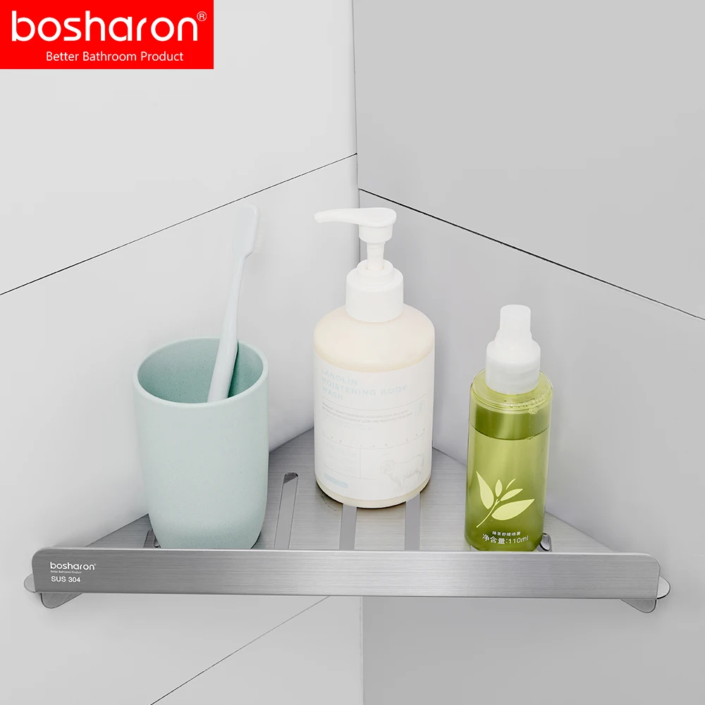 Wall Mounted Bathroom Shower storage Shelves Easy Installation Insert Tile triangle Corner Shelf 304 Stainless Steel smooth edge