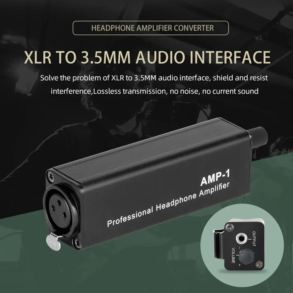 female male AMP-1Professional headphone amplifier Converter XLR To 3.5MM Audio Interface Mini Portable HIFI Mount Clip