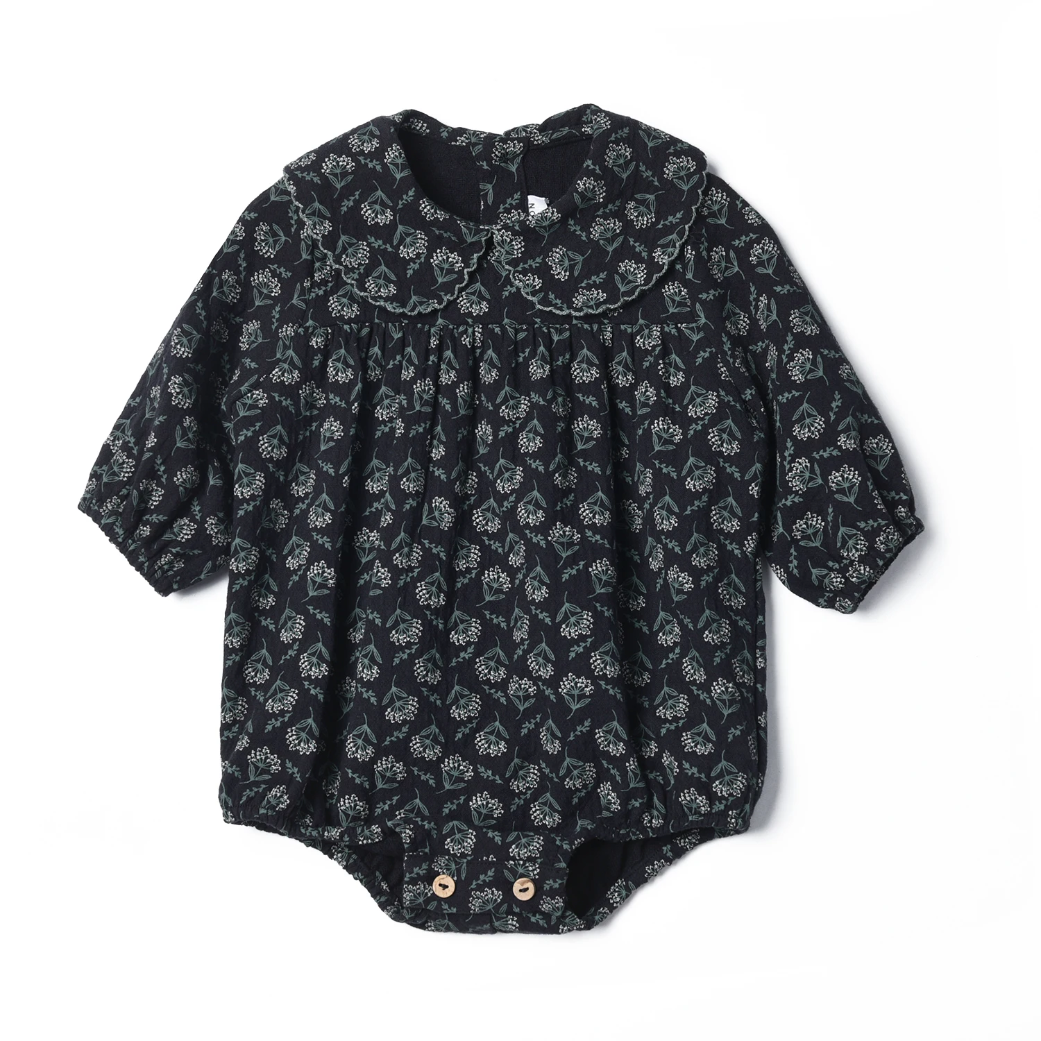 Floral Printing Collection Boutique Kinder Urlaub Kleidung Baby Mädchen Strampler Umlegekragen Eleganter Strampler