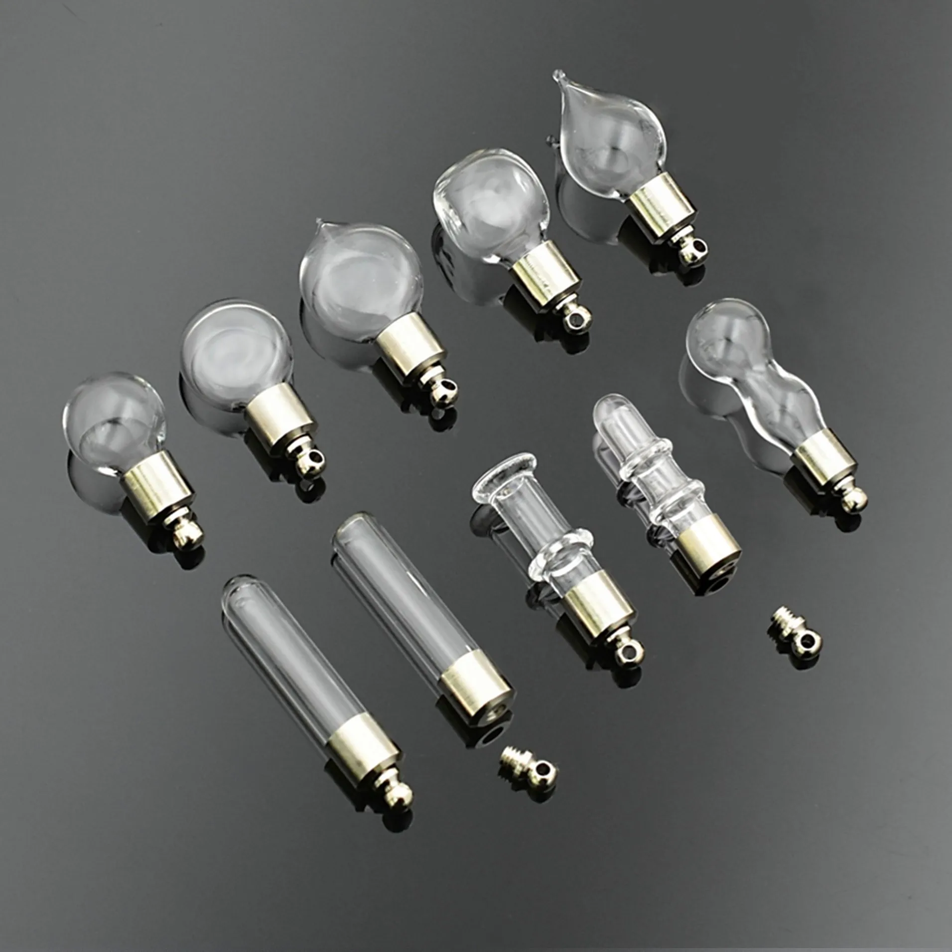 SNASAN 1piece SCREW CAP Glass Vial pendant Miniature Wishing Bottle Clear Oil Charm Name On Rice Art Mini Glass Bottle Craft