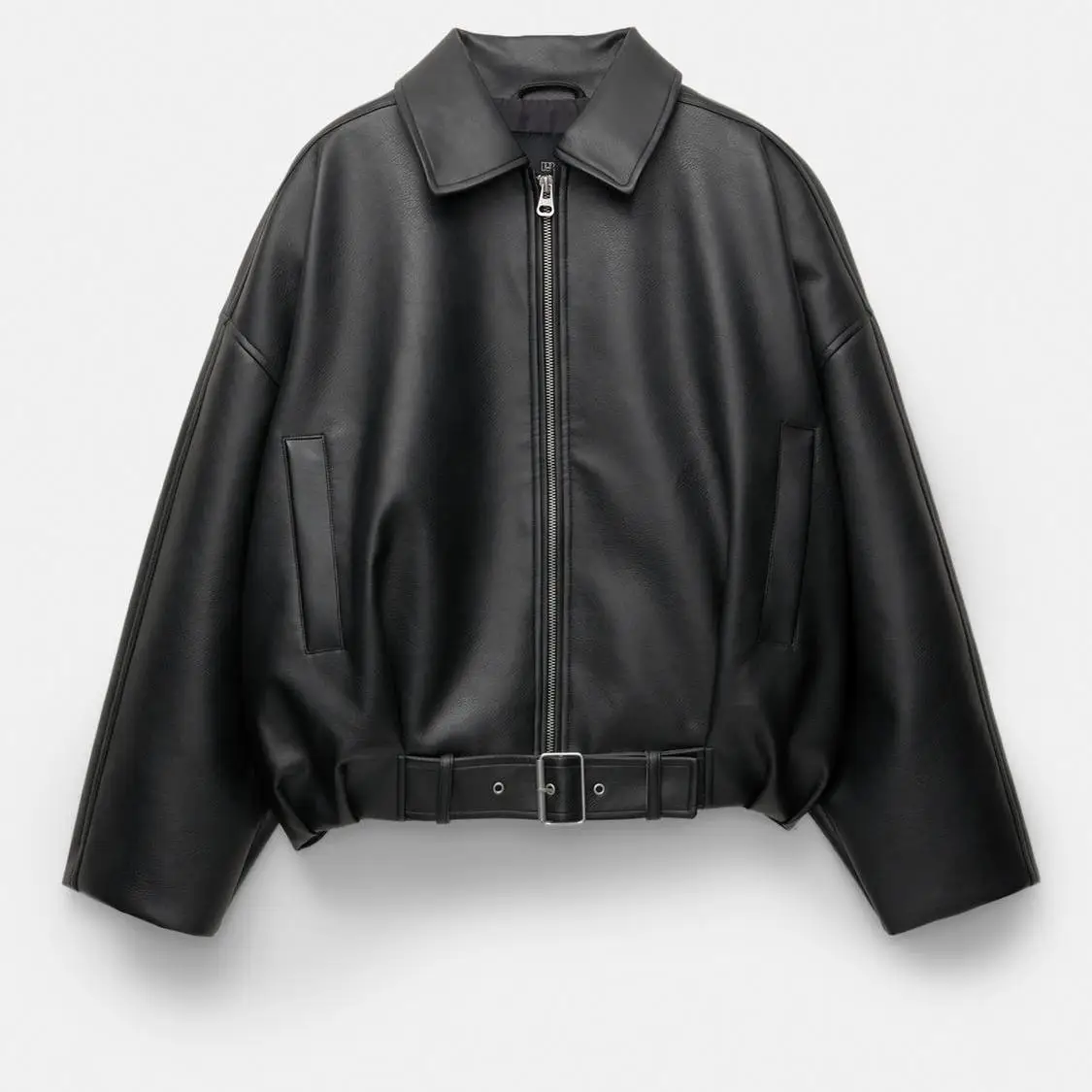 Damska kurtka motocyklowa w stylu retro ze sztucznej skóry, codzienna kurtka pilotka, długość ort, zapinana na zamek, bez kaptura, odzież jesienna.