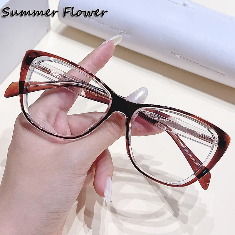 Women Myopia Glasses Frame Minus Prescription Reading Glasses Farsight Lady Cat Eyeglasses TR90 Spring Hinges Eyewear for Girl