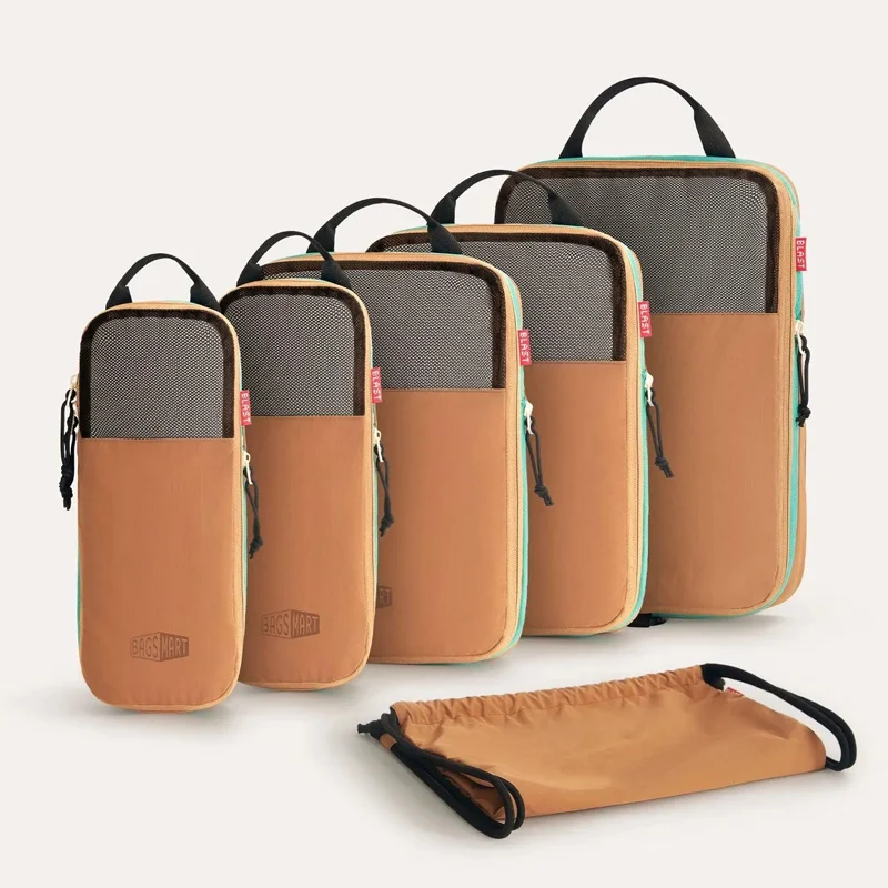 BAGSMART Compressieverpakkingsblokjes Uitbreidbare reisset Opbergtas 6-delige reisorganisator Bagagedraagkoffer