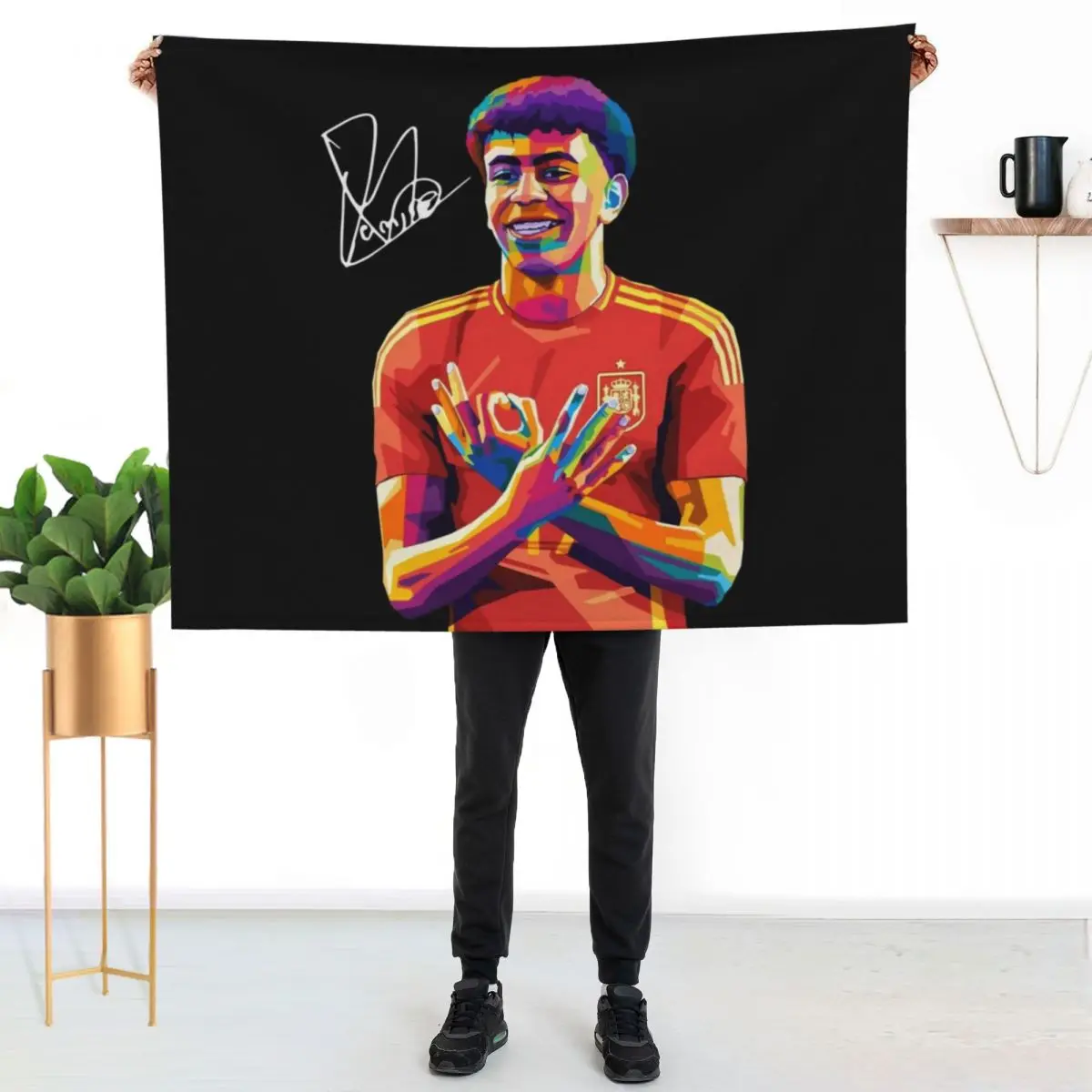 

Lamine Yamal Wpap Pop Art Throw Blanket Warm Throw Blanket Gift for Anniversary
