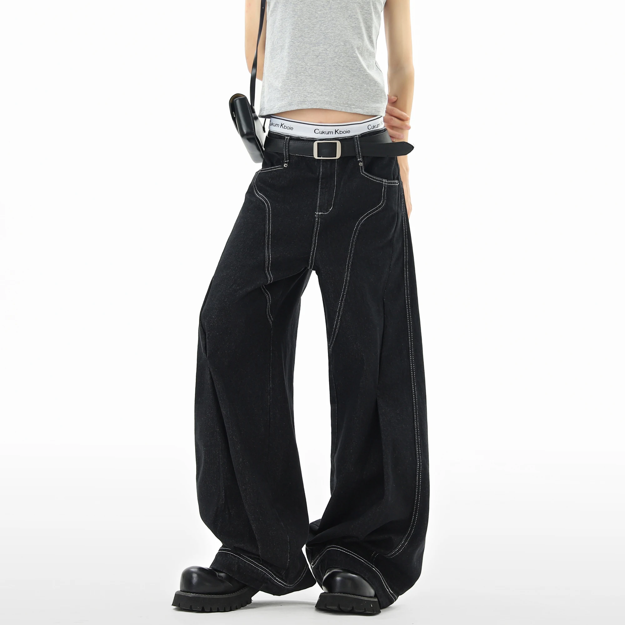 

Джинсы мужские свободные 2025 Новый индивидуальный дизайн широкие джинсовые брюки