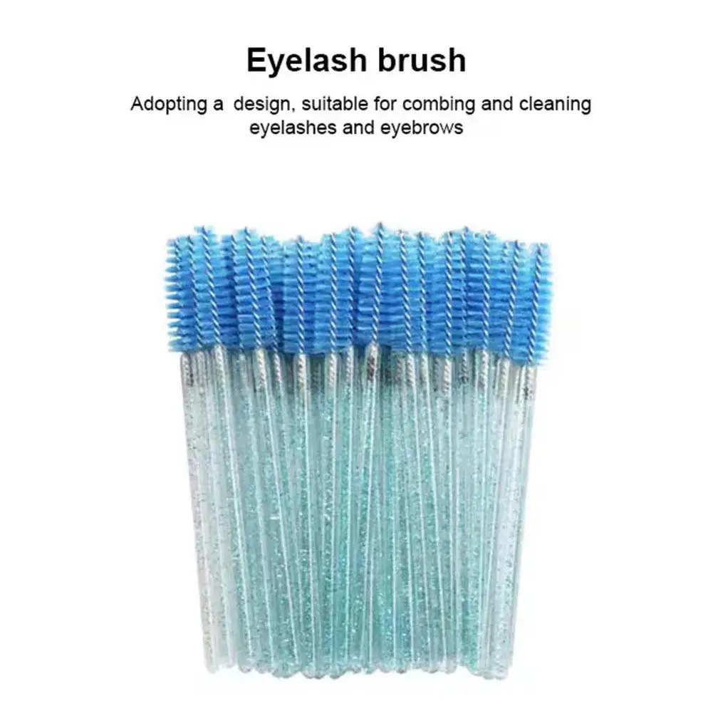 50Pcs/Pack Disposable Crystal Eyelash Makeup Brush Diamond Handle Mascara Wands Applicator Eyebrow Cosmetics Beauty Tools