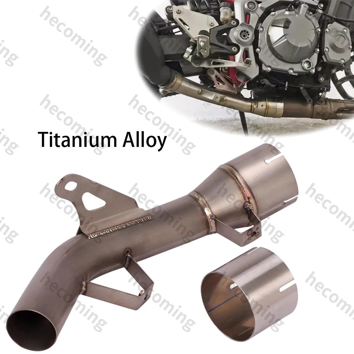 Titanium Alloy Mid Pipe For Kawasaki Z900 2017-2022 Modified Exhaust Mid Connect Link Pipe with Adapter Fit Stock Muffler