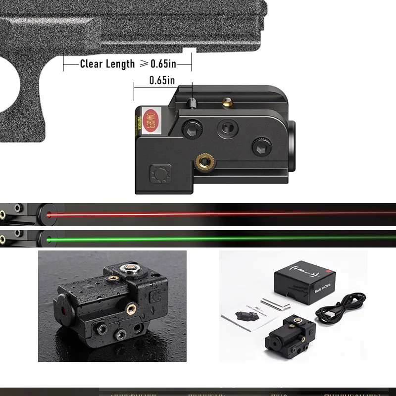 

Magnetic Rechargeable Red Green Laser Sight for Pistol Picatinny Rail Compact Low Profile with Ambidextrous ON/Off Switch