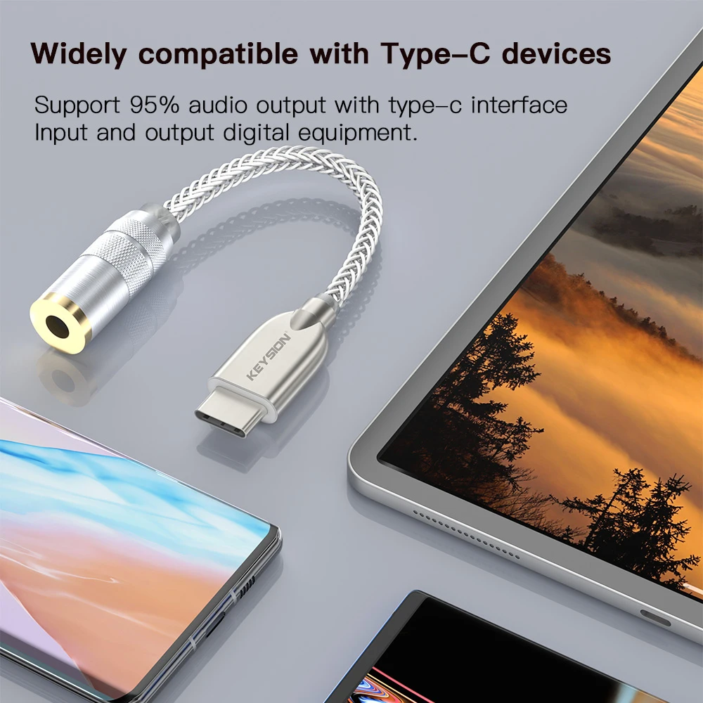 KEYSION USB C 타입 DAC 이어폰 디코더, 아이폰 15 프로 맥스용 하이파이 디지털 오디오 헤드폰 앰프 어댑터, 3.5mm, 2.5mm, 4.4mm