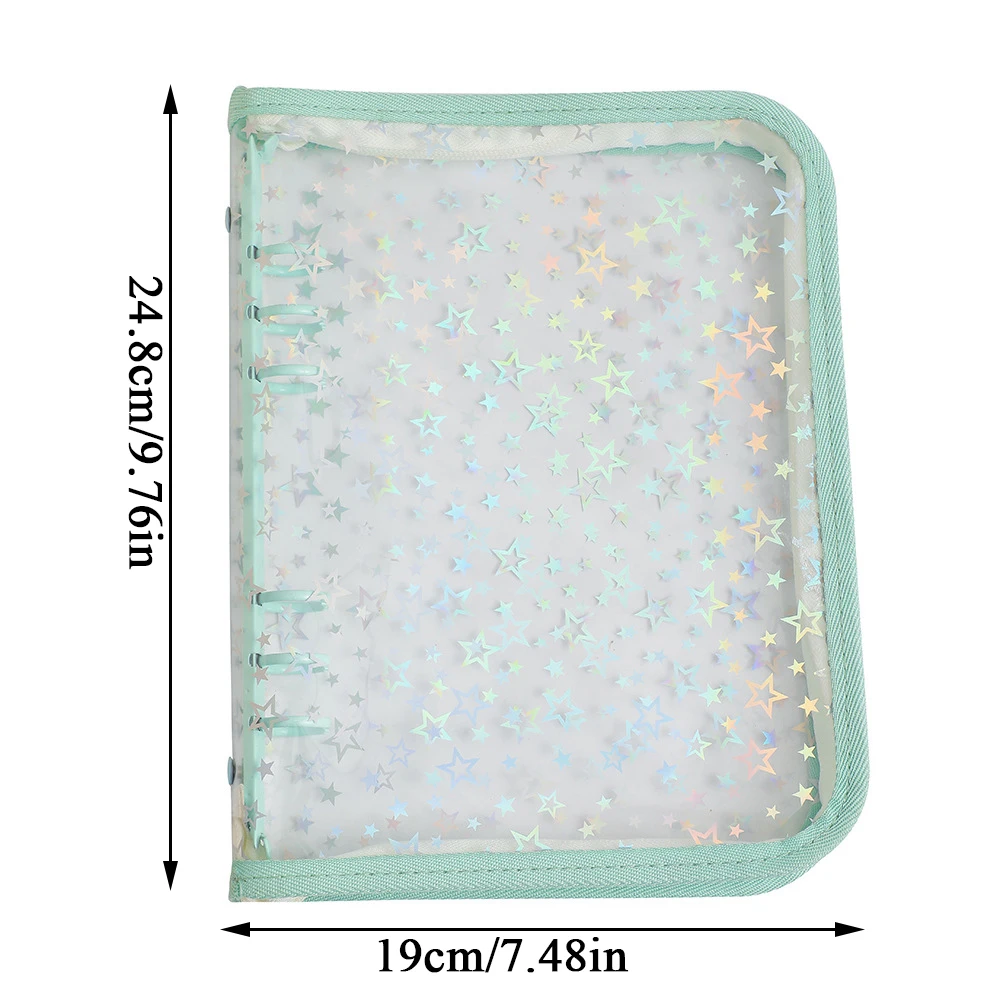 DIY A5 Binder Capa para Folhas Soltas Notebook e Álbum, Laser Estrela Foto Cartão Coleção Livro, Transparente Shell Capa