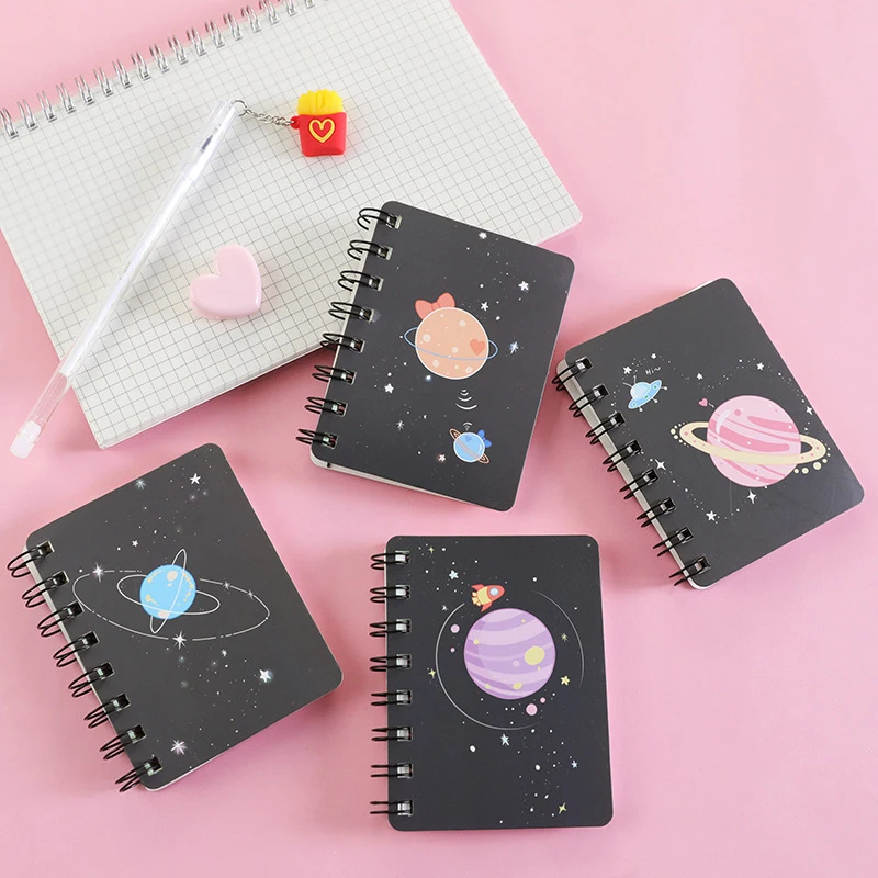 1 szt. Notebooków do przenośny kieszonkowy studenckich typu Planet Flip Coil Mini Notebook Mini notatki materiały biurowe na przybory szkolne