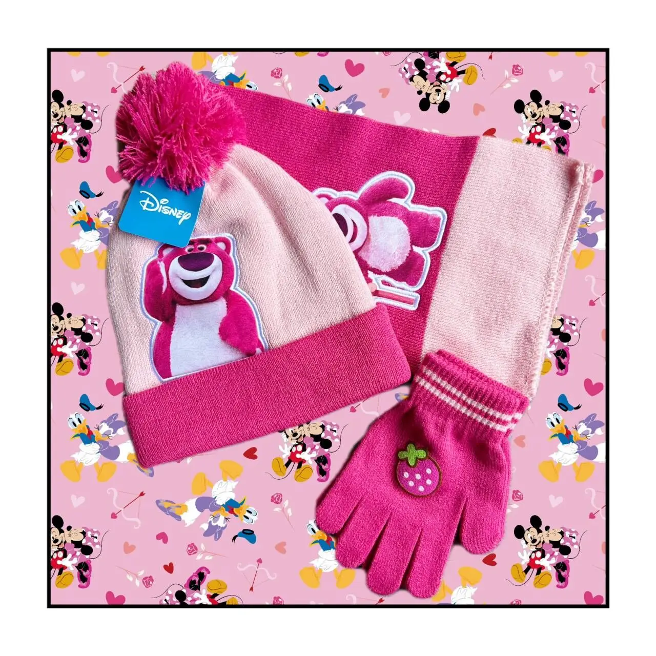 

3 шт./компл., детская шапка для детей от 4 до 8 лет, шляпа с рисунком клубники, шарф, перчатки, шапки, вязаные комплекты, шапка для девочек, согревающие головные уборы для девочек