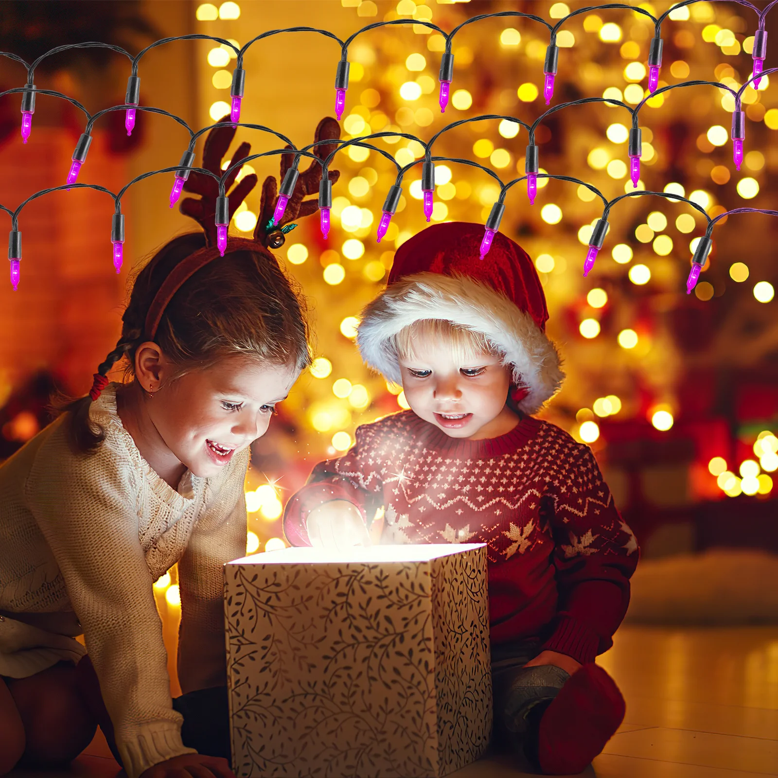 Guirlande lumineuse de noël à 50 LED, pratique, pour arbre de noël, fête à domicile, décoration intérieure et extérieure, lumières d'arbre de noël