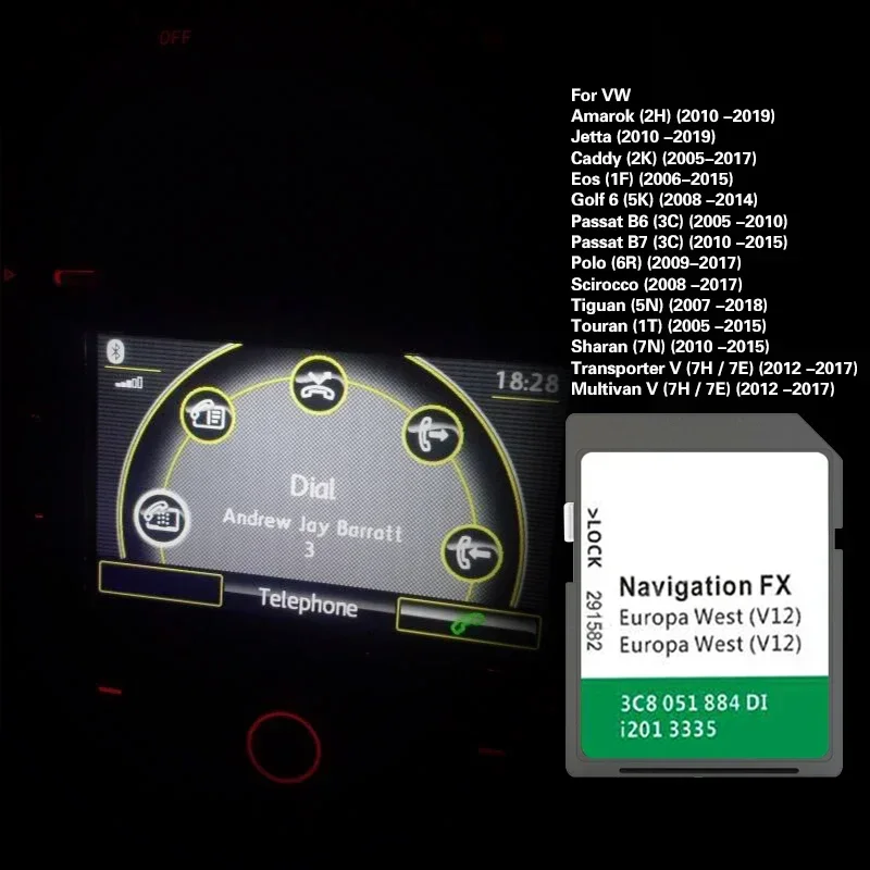 8GB for VW FX V12 West Europe Sat Nav GPS Naviation SD Map Card RNS 310 System Update Software