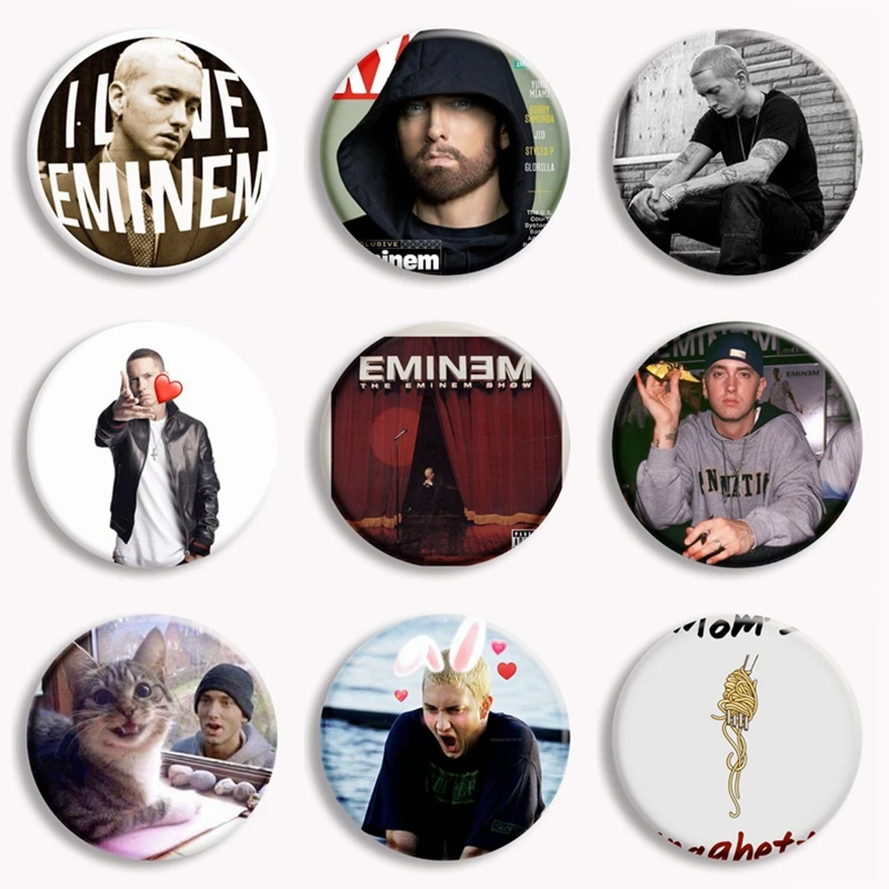 Hot Eminem Rapper Creative Soft Button Pin Hip Hop Singer Cute Funny Meme Brooch Badge Bag Decor Accessories Fans Gifts