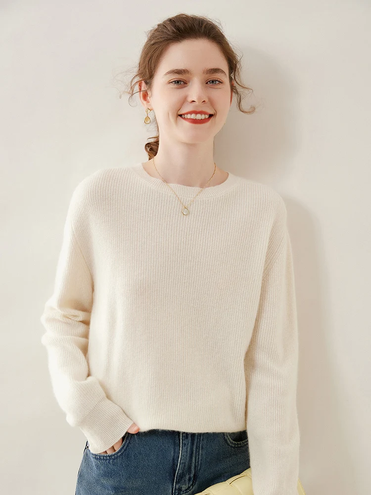 Choice Autumn Winter 100% Cashmere Sweater For Women O-neck Pullovers Knitwear Light Luxury Casual Loose Cashmere Jumper Tops