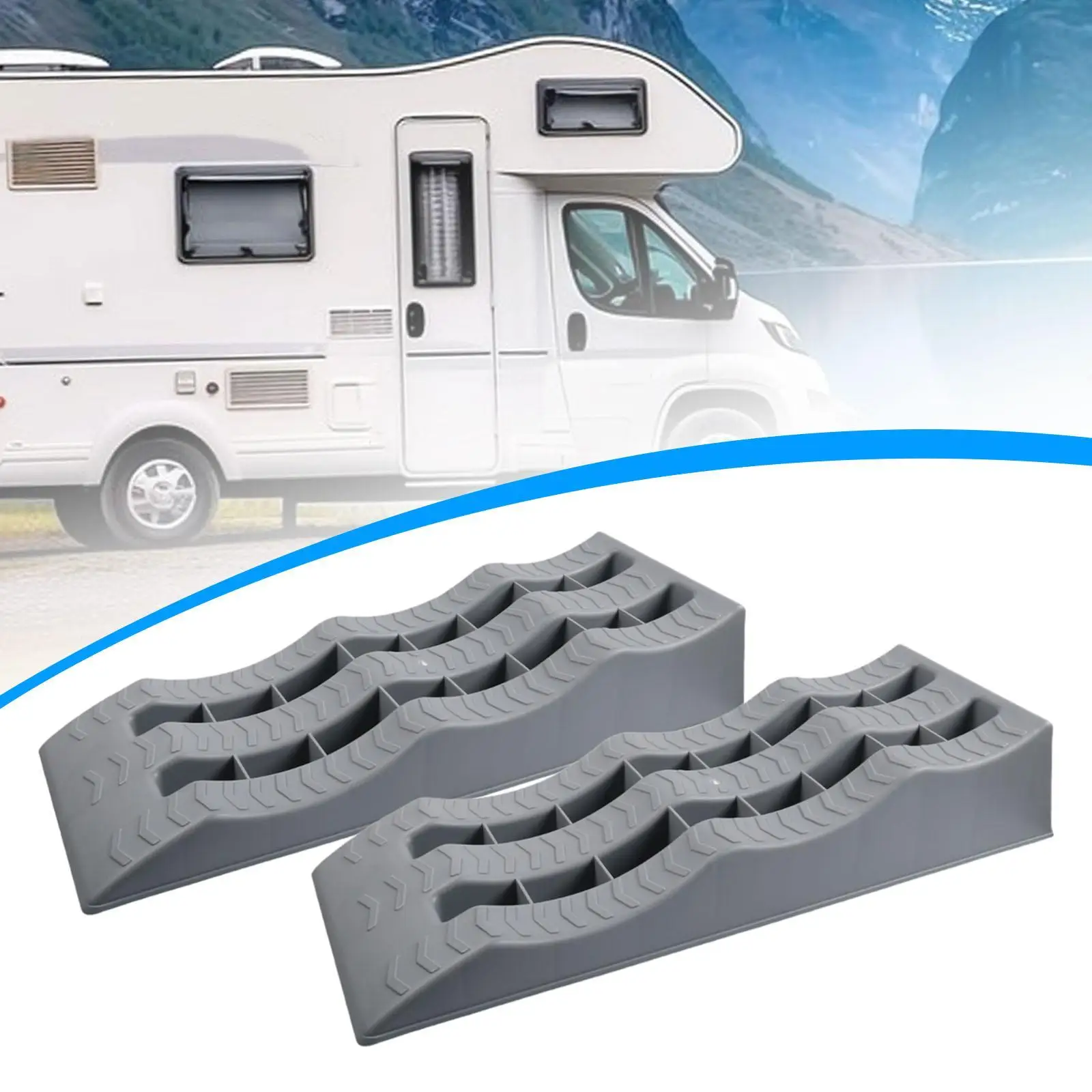 

Car Wheel Chocks Leveler Sturdy PP Material Three Step Ramp Anti Slip Support for RV Campers Trailer SUV