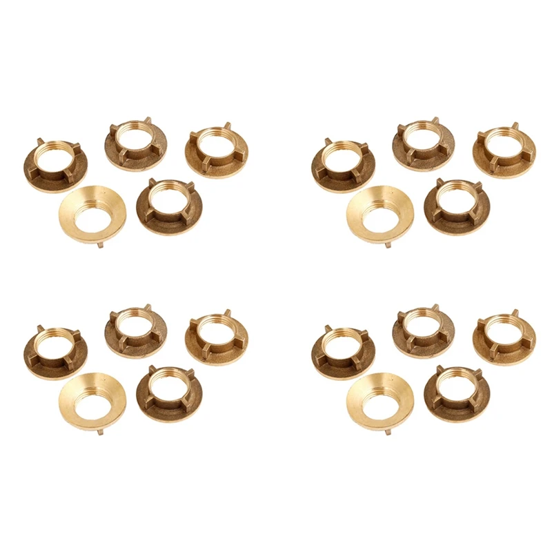 20 Pcs Gold Tone Brass 1/2 Inch PT Threaded Household Water Tap Faucet Nuts