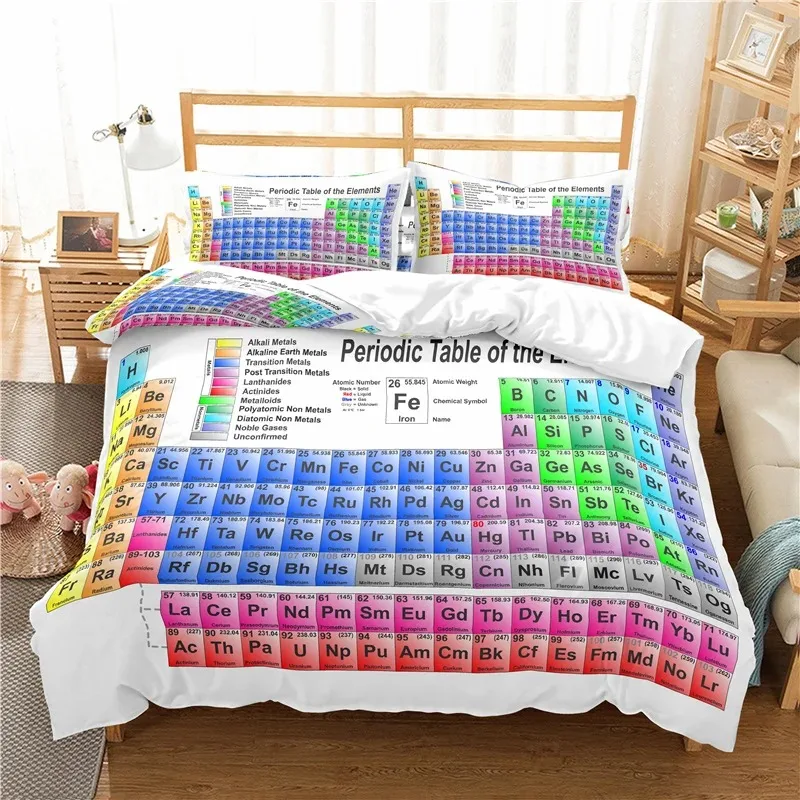 

Periodic Table Of Elements Duvet Cover Science Bedding Set Microfiber Chemistry Lovers Learning Image For Boys Teens Adult Decor