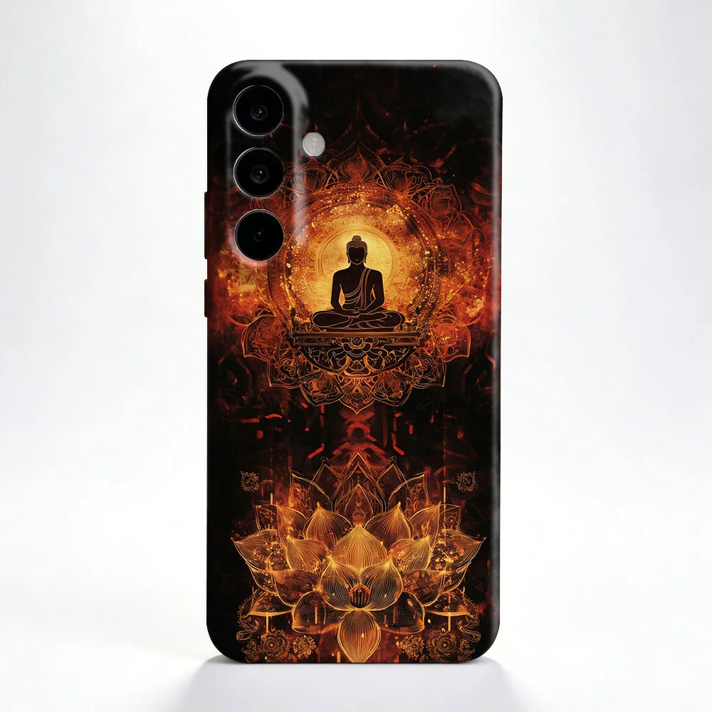 Golden Lotus Mandala Case For Samsung S26 S25 S24 S23 S22 Plus S21 Ultra Edge S23 S24 S25 FE Hard PC Shockproof Phone Cover