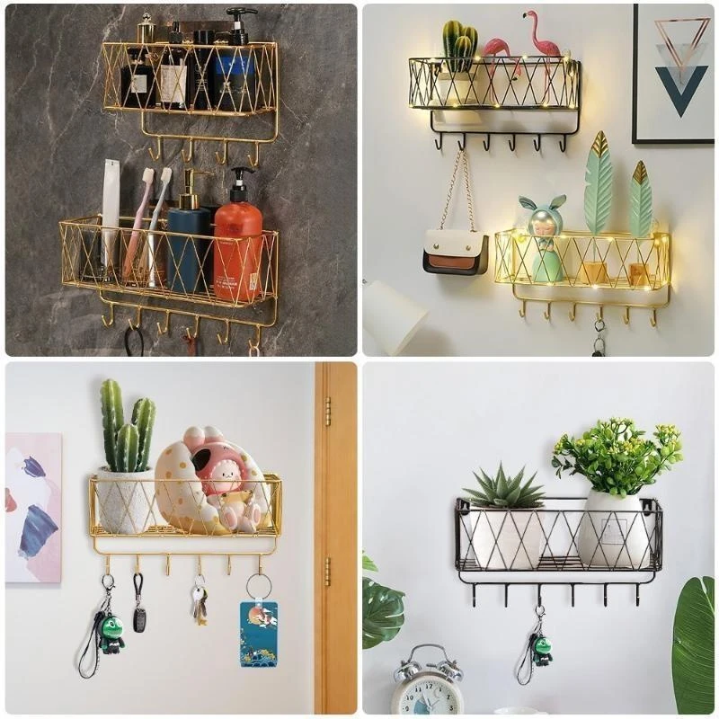 Shower Caddy Basket Shelf, Bathroom Shampoo Organizer Shelves, Kitchen Storage Rack, No Drilling Wall Mounted Shower Shelf