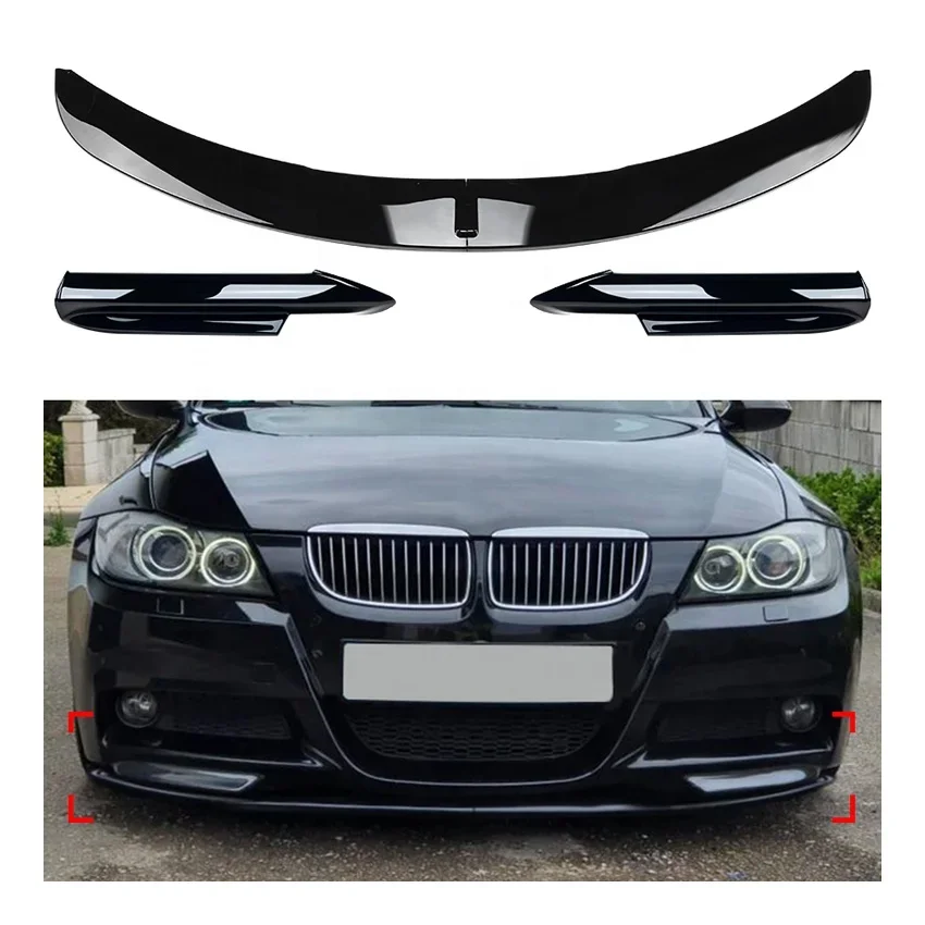 

BMW E90 E91 E90 M-Tech 320i 330i 2005-2008 AMP-Z Front Bumper Lip Spoiler and Side Shunt Guide Cover Sticker