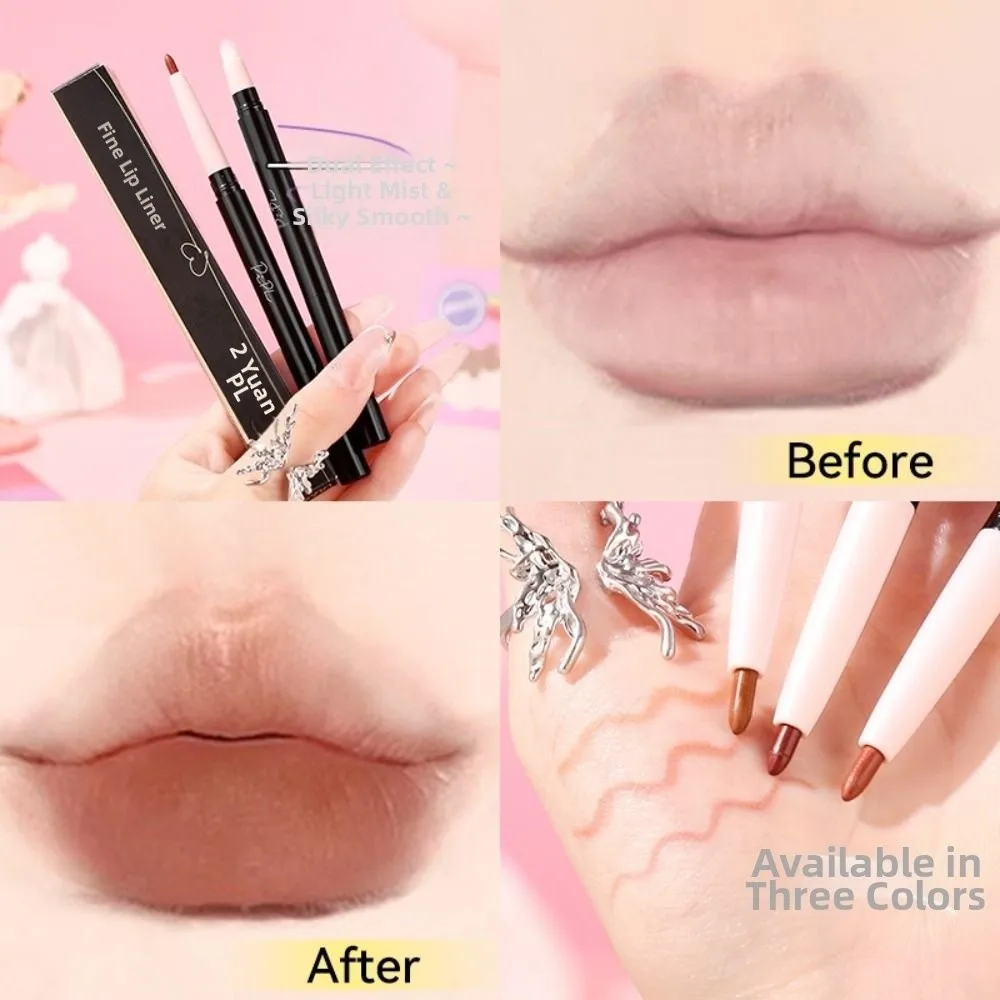 

Women Beauty Matte Double-ended Lip Liner Brush Long-lasting Plump Lips Lipstick Pen Lip Pencil Outlining Pouty Lip Shape