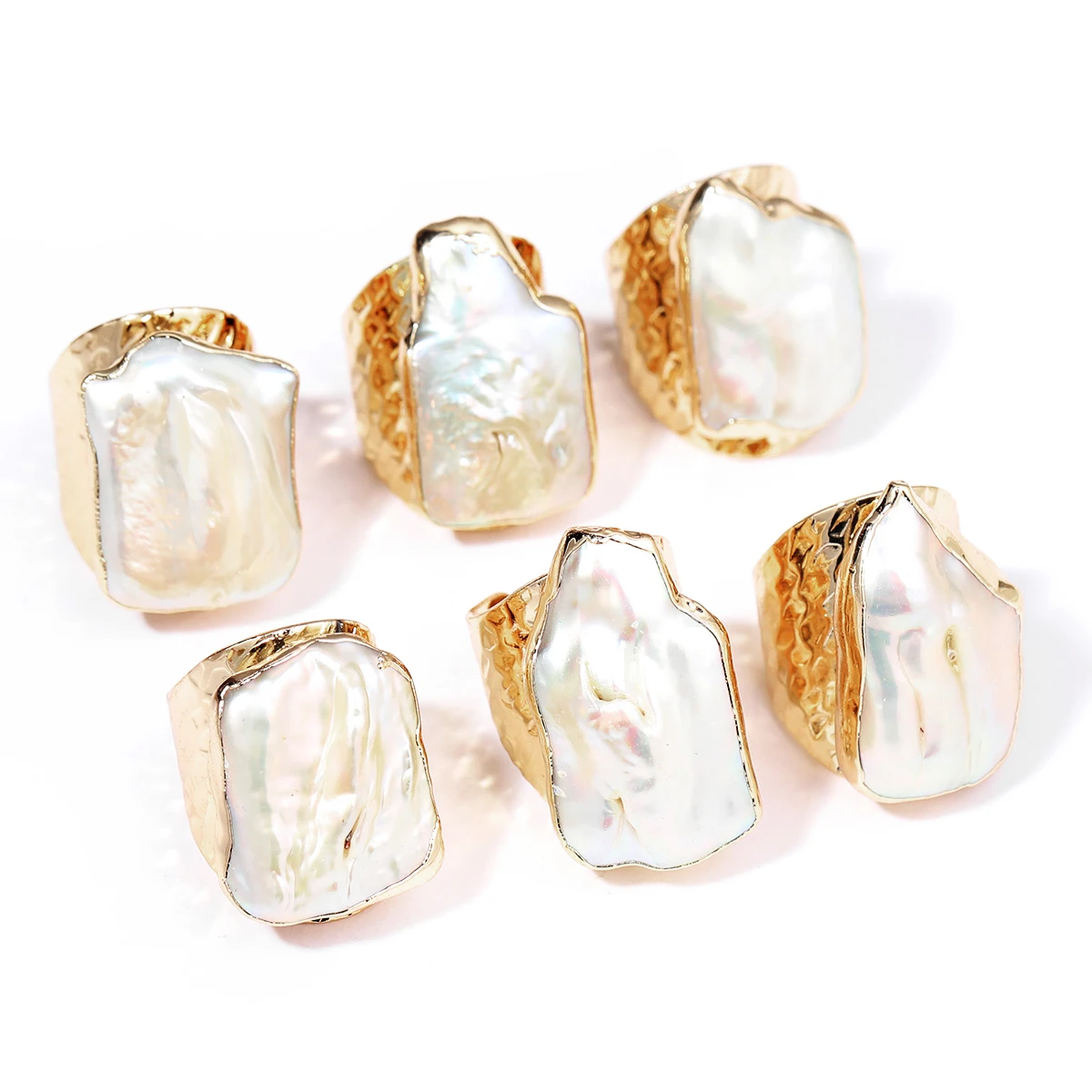 

Baroque Pearl Natural Freshwater Pearl Women's Ring, Stylish Exaggerated Copper Metal Engagement Ring Jewelry Gift 진주반지