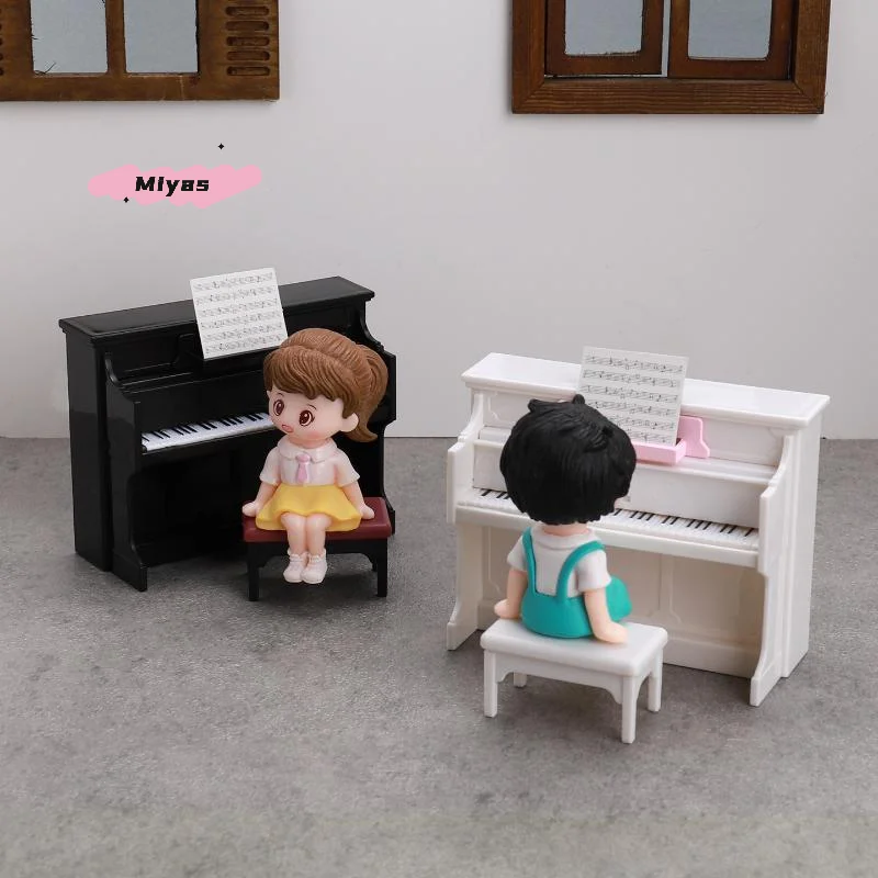 1 ensemble de meubles de Piano simulé pour maison de poupée, modèle de jouet, Instruments de musique miniatures, maison de poupée, accessoires de scène de maison de jeu