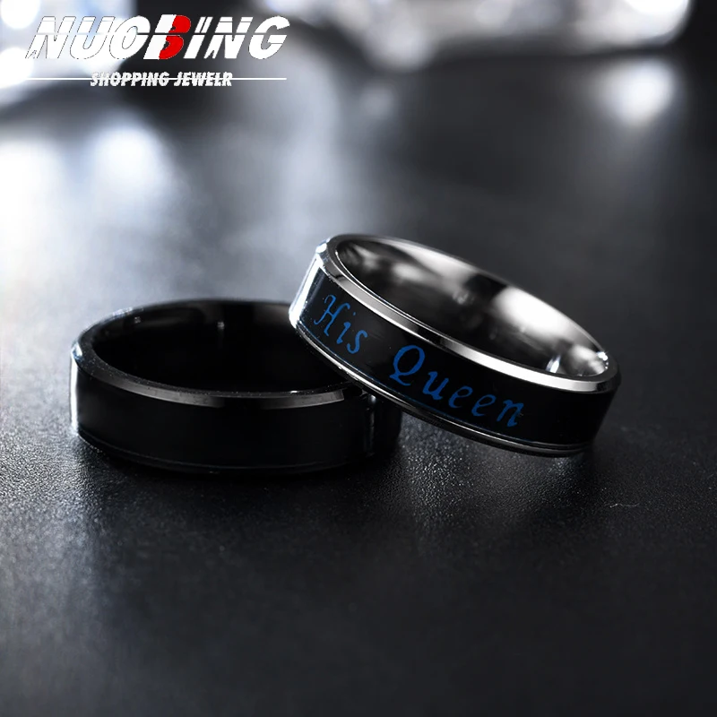 

Smart High-tech Ring Wear Body Temperature Display Letters 6MM Fashion Her King His Queen Unisex Smart Jewelry Gift