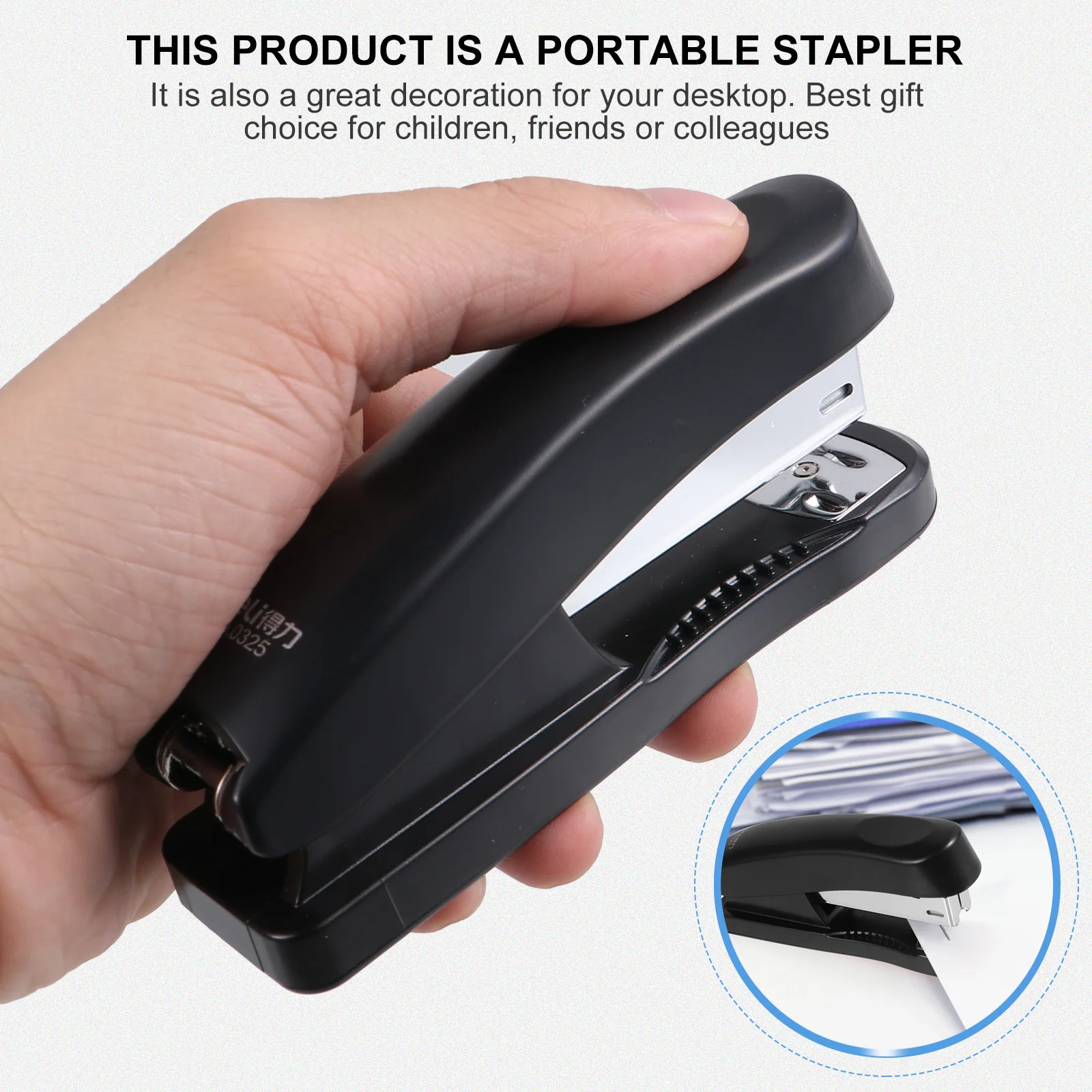 4pcs Stainless Steel Stapler Black Practical Paper Stapling Tool For School Office Student Stationery Handheld Binding