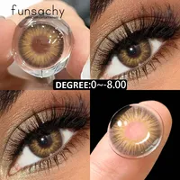 FUNSACHY 1Pair 0~-8.00 Myopia Colored Contact Lenses with Degree Pupils Blue Lenses Green Lens Color Beautiful Pupils Yearly Use