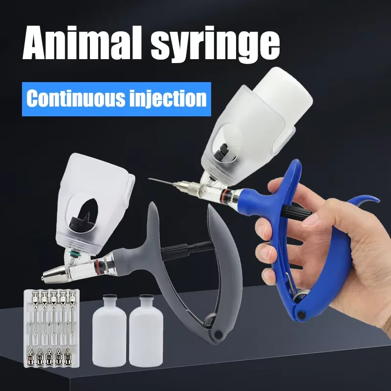 2/5ml Automatic Syringe Poultry Veterinary Continuous Adjustable Syringe with Needles For Livestock Chicken Pig Cow Cattle Sheep