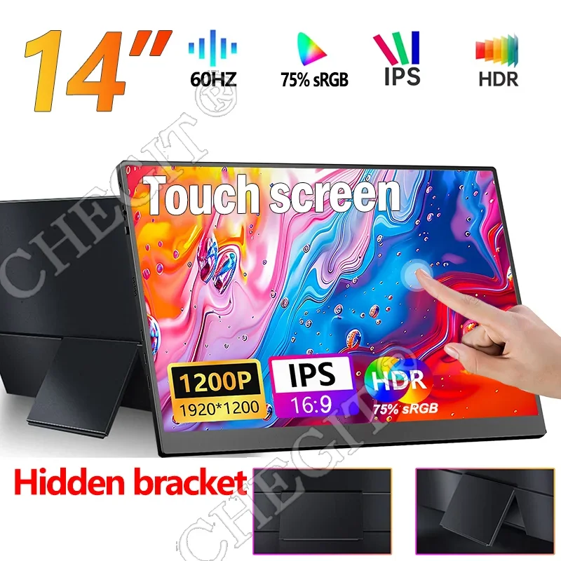

14-дюймовая портативная сенсорная панель IPS, дополнительный компьютерный монитор FHD 1200P Type-C HDMI для сотового телефона, Xbox Switch PS4/ps5, ноутбука