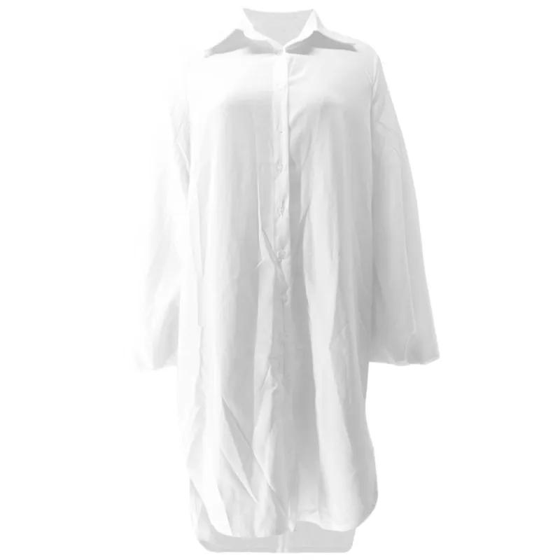 Moda damska Jesień Zima 2025 Luźna Dopasowana Krótka Koszula z Długim Rękawem Sukienka z Rozcięciem Seksowna Elegancka Nieregularna Damska Odzież Vestidos