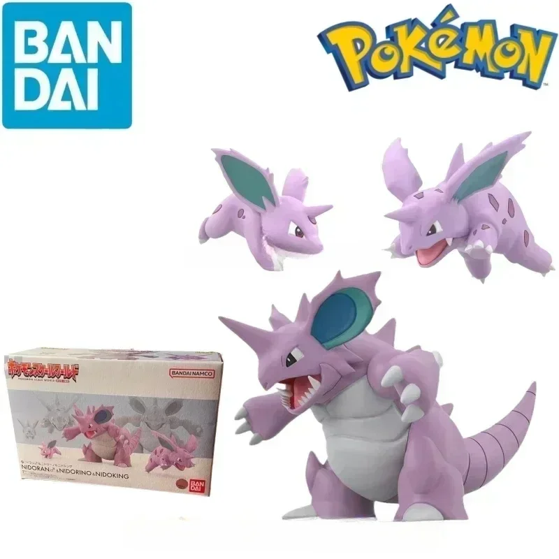 Bandai Original Shokugan POKEMON Scale World Kanto Region Nidoking Nidoran Nidorino Anime Action Figures Toys for Kids Gift