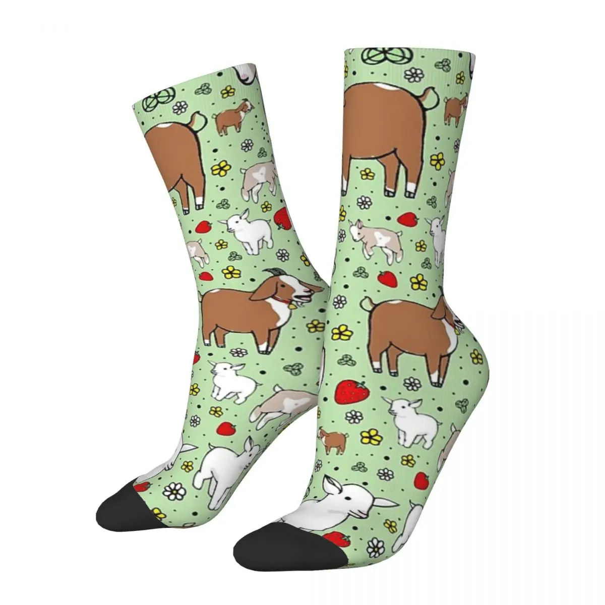 Chaussettes chèvres Harajuku, bas super doux, chaussettes longues toutes saisons, accessoires pour cadeaux unisexes