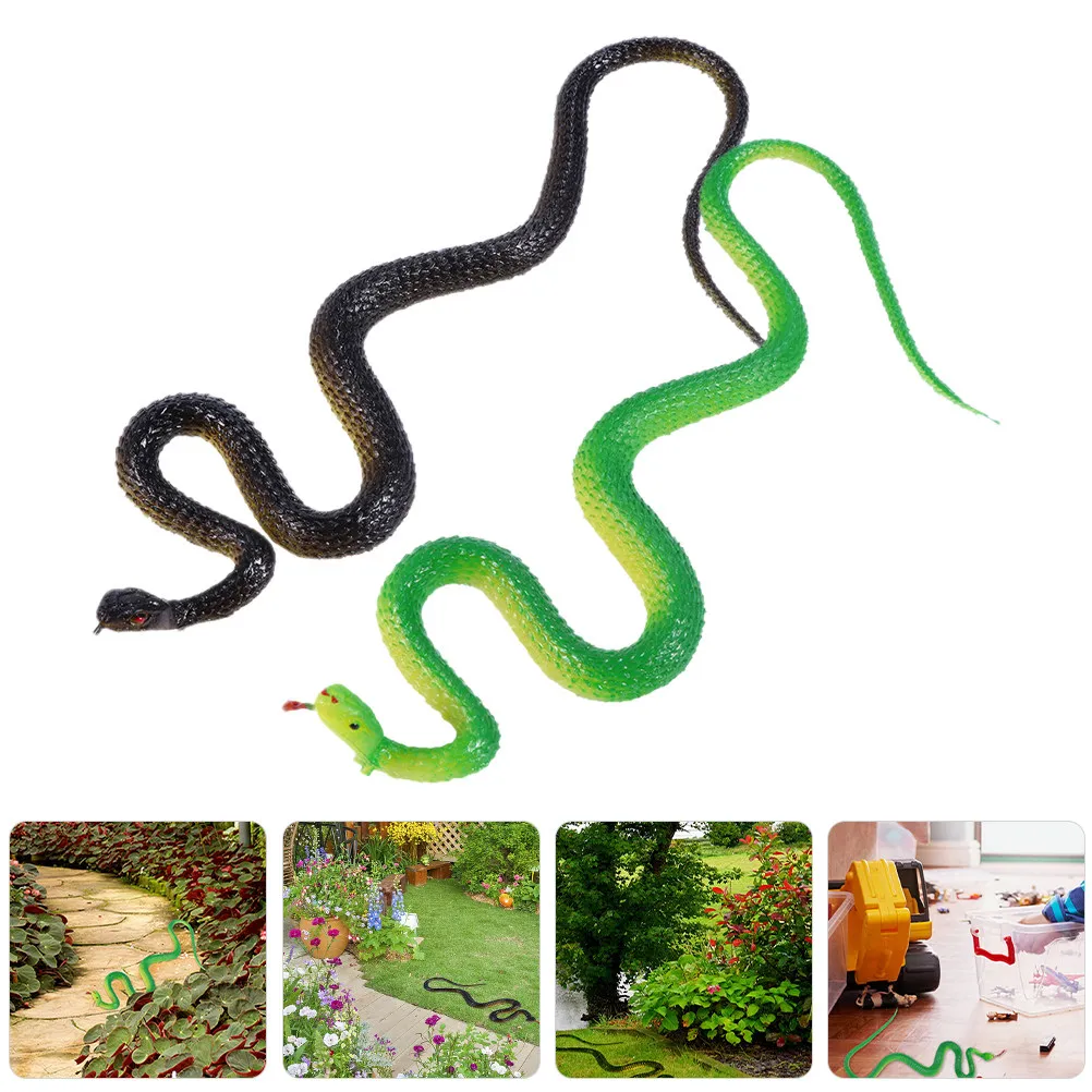 

2Pcs Ultra Realistic Soft Gel Snake Ornament for Pranks Haunted House Theme Parties Desktop Garden Decor Scary Simulation Snake