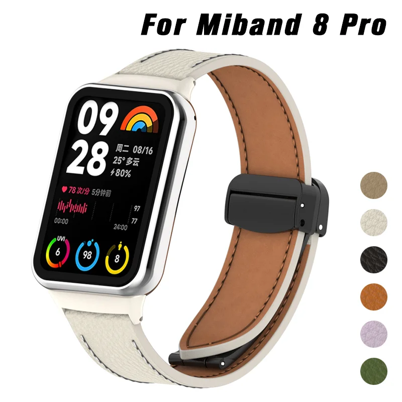 

Leather Strap For Xiaomi Mi Band 8 Pro Magnetic Buckle Sports Wristband Bracelet for Smart Band 8pro Global Correa Watchband