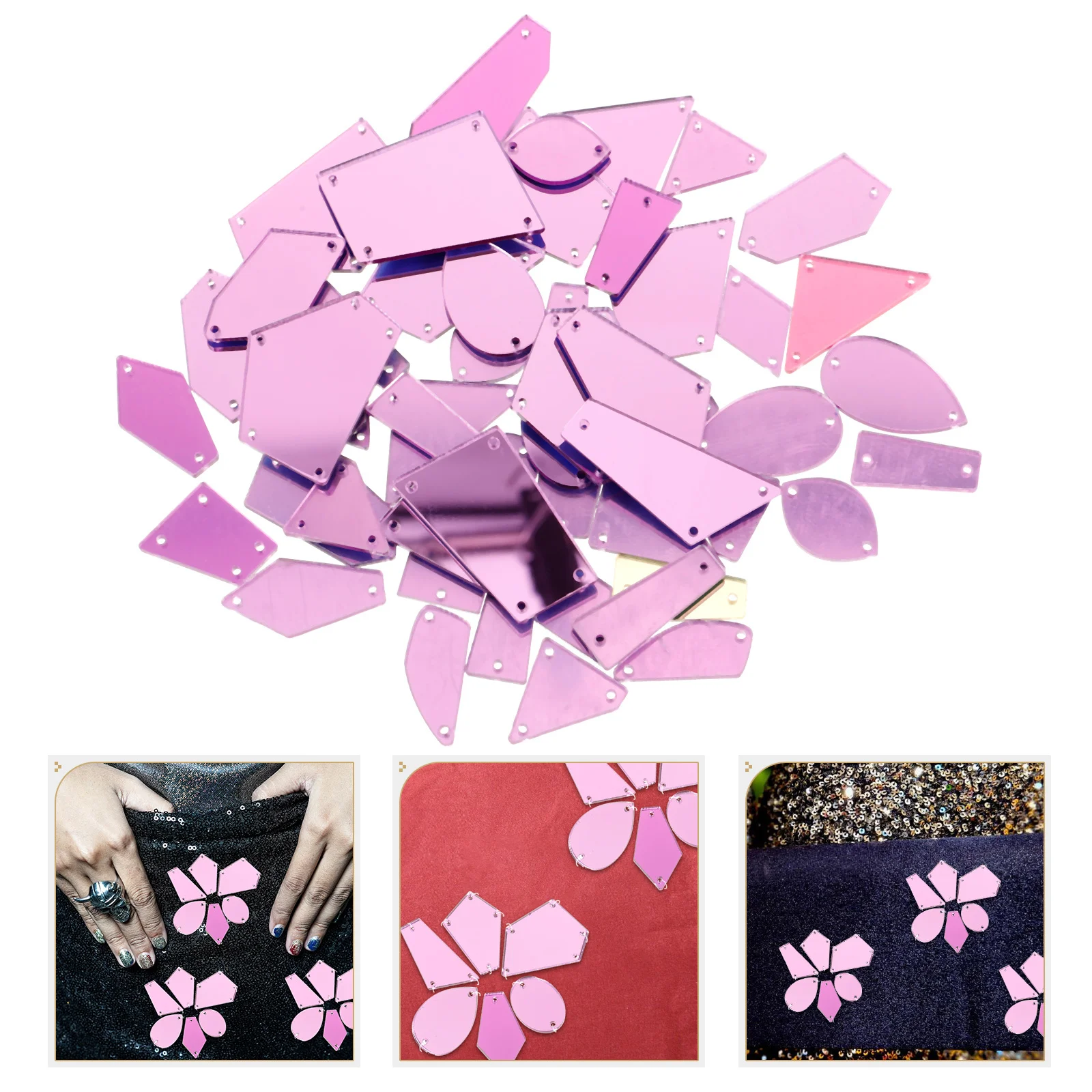 

50pcs Mirror Rhinestone Embellishments Acrylic Sew On Glitter Craft Pieces For Clothing Shoes Bags Diy Wedding Decor Handicraft