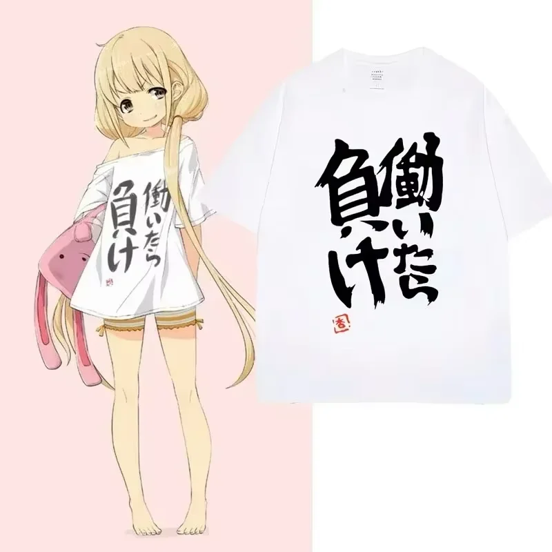 2026 New Anime Futaba Anzu Chinese Characters Print T-shirt Women Harajuku Manga Cosplay Summer Streetwear Short Sleeve Tee
