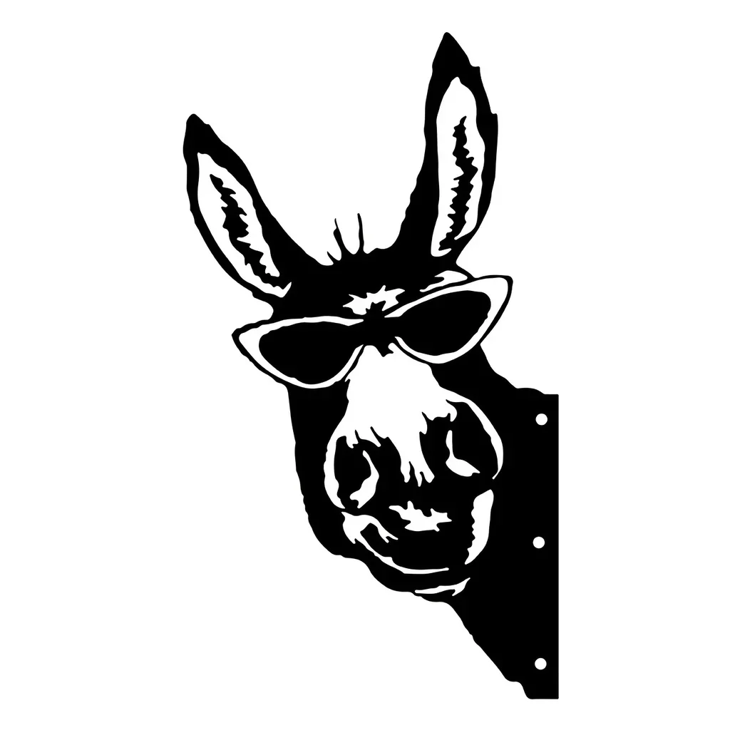 Donkey Shape Iron Silhouette, Outdoor Garden Fence Ornament, Farm Decor Wall Art Home Decoration for Garden Party Decor Iron Art