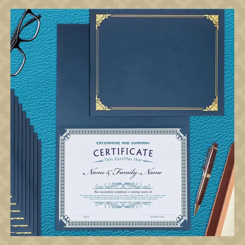 AB45 10 Piece Certificate Holders, Diploma Holders Blue Paper For Letter Size 8.5X11 Inch