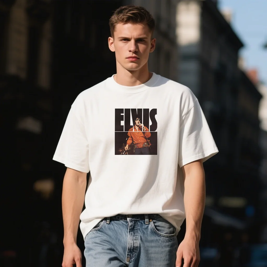 

Funny T-shirts Y2k Cotton Shirt Man Black Men's Short Sleeve E-ELVIS T-shirt New in Tops and T-shirts Graphic Men's Clothing