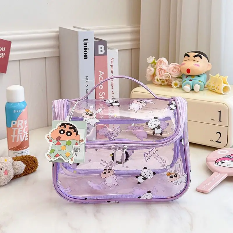 Crayon shin-chan Nohara Hiroshi dessin animé mignon sac cosmétique Transparent pratique grande capacité Portable sac de rangement de toilette